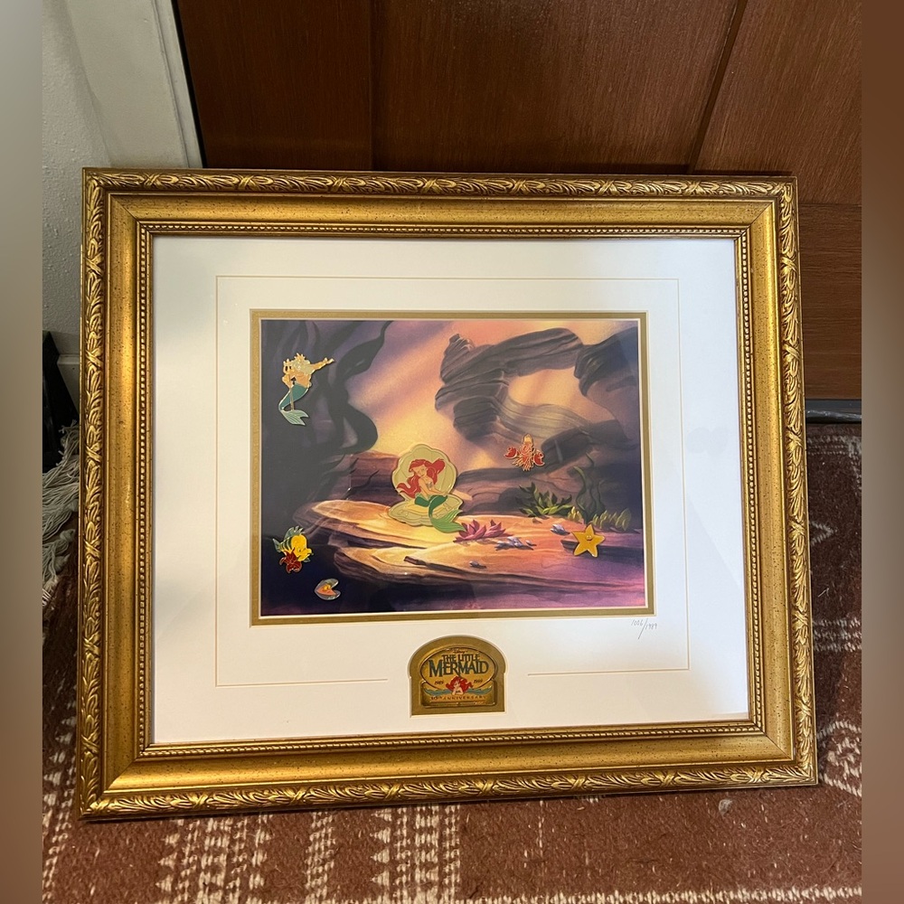 Disney Little Mermaid 10th Anniversary Ariel Framed Pin Set Portrait